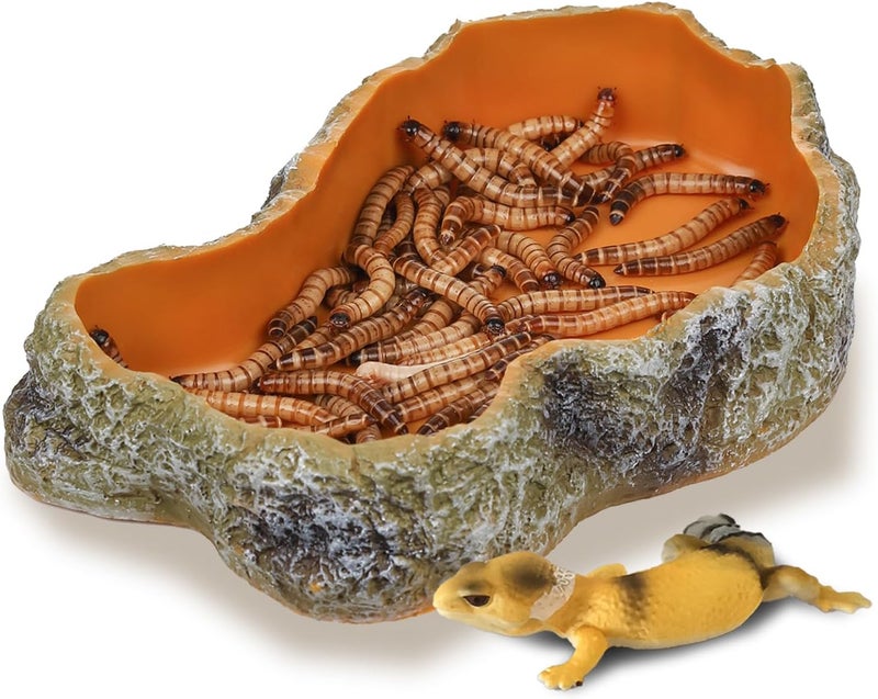 IBWell 7 Inch Reptile Food Dish Escape Proof Reptile Feeding Dish Resin Reptile Water Food Bowl for Bearded Dragon Chameleon Frog Snake Turtle Leopard Gecko - Image 1